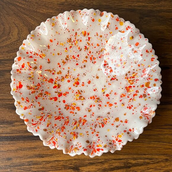 Handmade Studio Art Pottery Ruffled Bowl Signed Robin Mid Century Modern - Picture 2 of 13